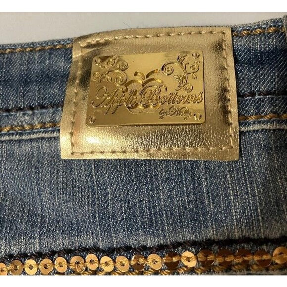 Apple Bottoms Y2K Women’s Size 18 Low Rise 4-Pocket Blue Denim Tribal Revival - Picture 5 of 11